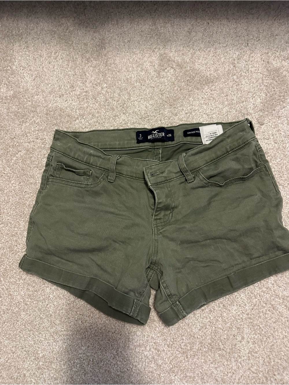 Hollister Olive Green Roll-Hem Jean Shorts